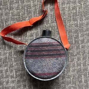 Mirro Aluminum Vintage 2 Qt. Water Canteen, Wool Sides, Orange Carry Strap, Rare